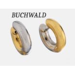 Paar 18 kt Gold BUCHWALD Ohrcreolen, GG/WG 750/000, 1