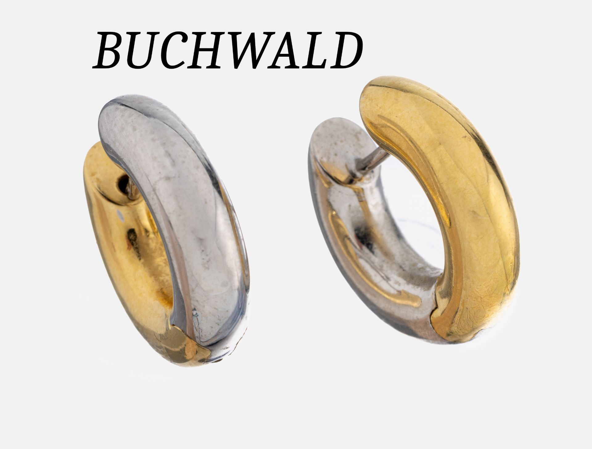 Paar 18 kt Gold BUCHWALD Ohrcreolen, GG/WG 750/000, 1