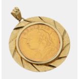 14 kt Gold Münz-Anhänger, GG 585/000, Goldmünze: 20