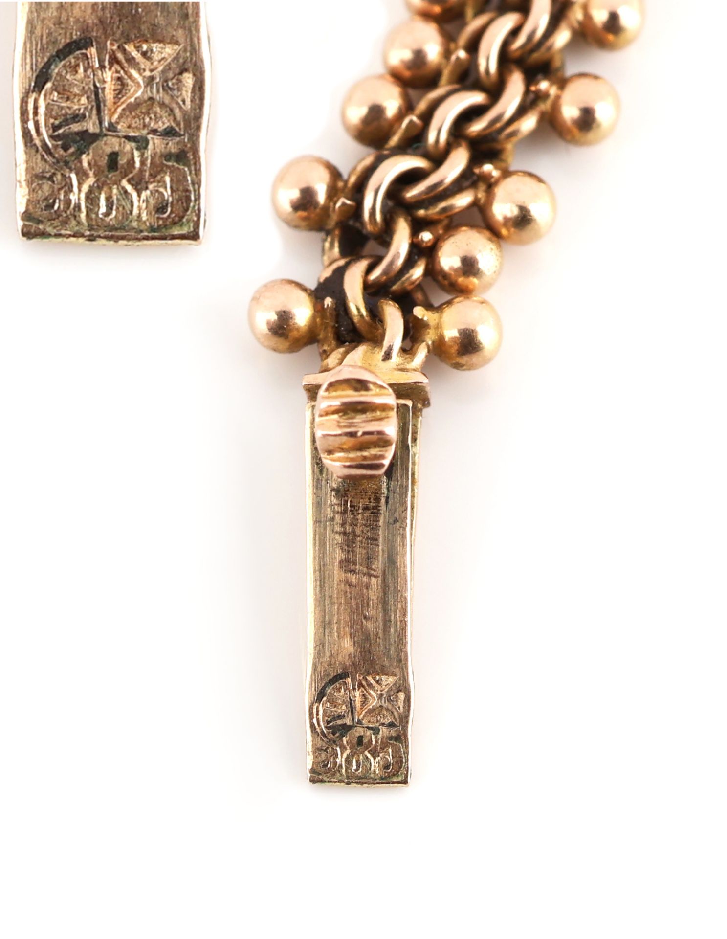 14 kt Gold Perl-Collier, deutsch, um 1870-80, GG 585/000, - Bild 5 aus 5