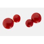 Paar 14 kt Gold Korallen-Manschettenknöpfe, um1910-20, GG
