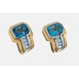 Paar 14 kt Gold Topas-Ohrstecker, GG/WG 585/000,