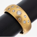 18 kt Gold Brillant-Ring, GG 750/000, fein mattiert,