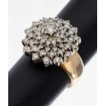 14 kt Gold Brillant-Ring, GG/WG 585/000, Ringkopf WG in