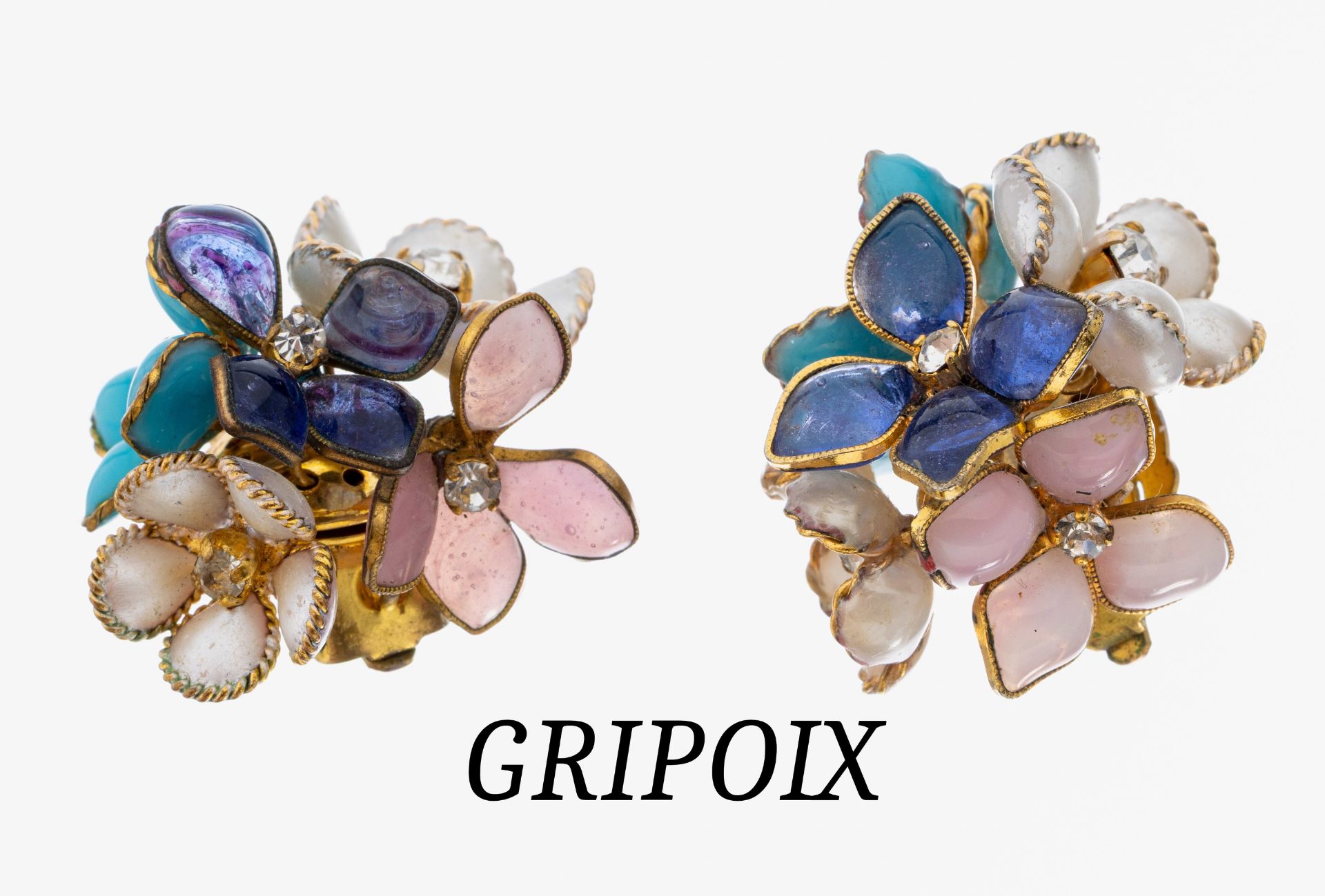 Paar Ohrclips GRIPOIX für CHANEL, 1930er Jahre, Metall,