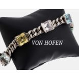 18 kt Gold Farbstein-Armband, WG 750/000, schwere massive