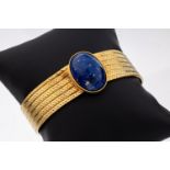18 kt Gold Lapislazuli-Armband, GG 750/000,Mittelteil bes.
