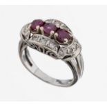 14 kt Gold Rubin-Diamant-Ring, 1950er Jahre, WG 585/000, 3