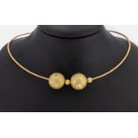 18 kt Gold NIESSING Halsreif, GG/RG 750/000, Kugeln Silber