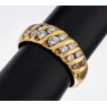 14 kt Gold Brillant-Ring, GG 585/000, 14 Brillanten zus.