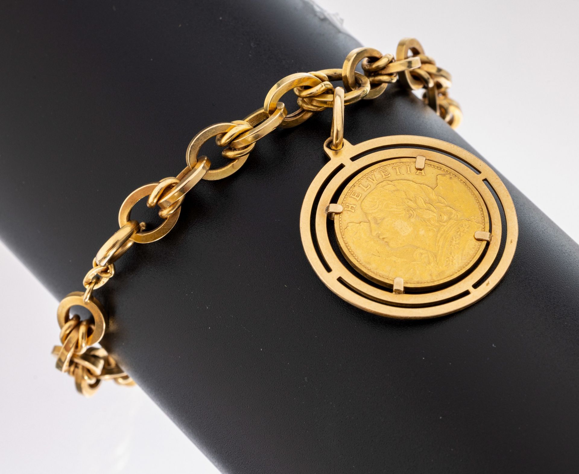 18 kt Gold Münz-Armband, GG 750/000, lose gefasste