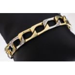14 kt Gold Diamant-Armband, GG/WG 585/000, 5 WG Glieder