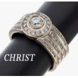 14 kt Gold CHRIST Brillant-Ring, WG 585/000, mittig