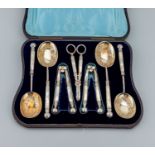 Vorlegebesteck, England, um 1880-1900, Metall versilbert,