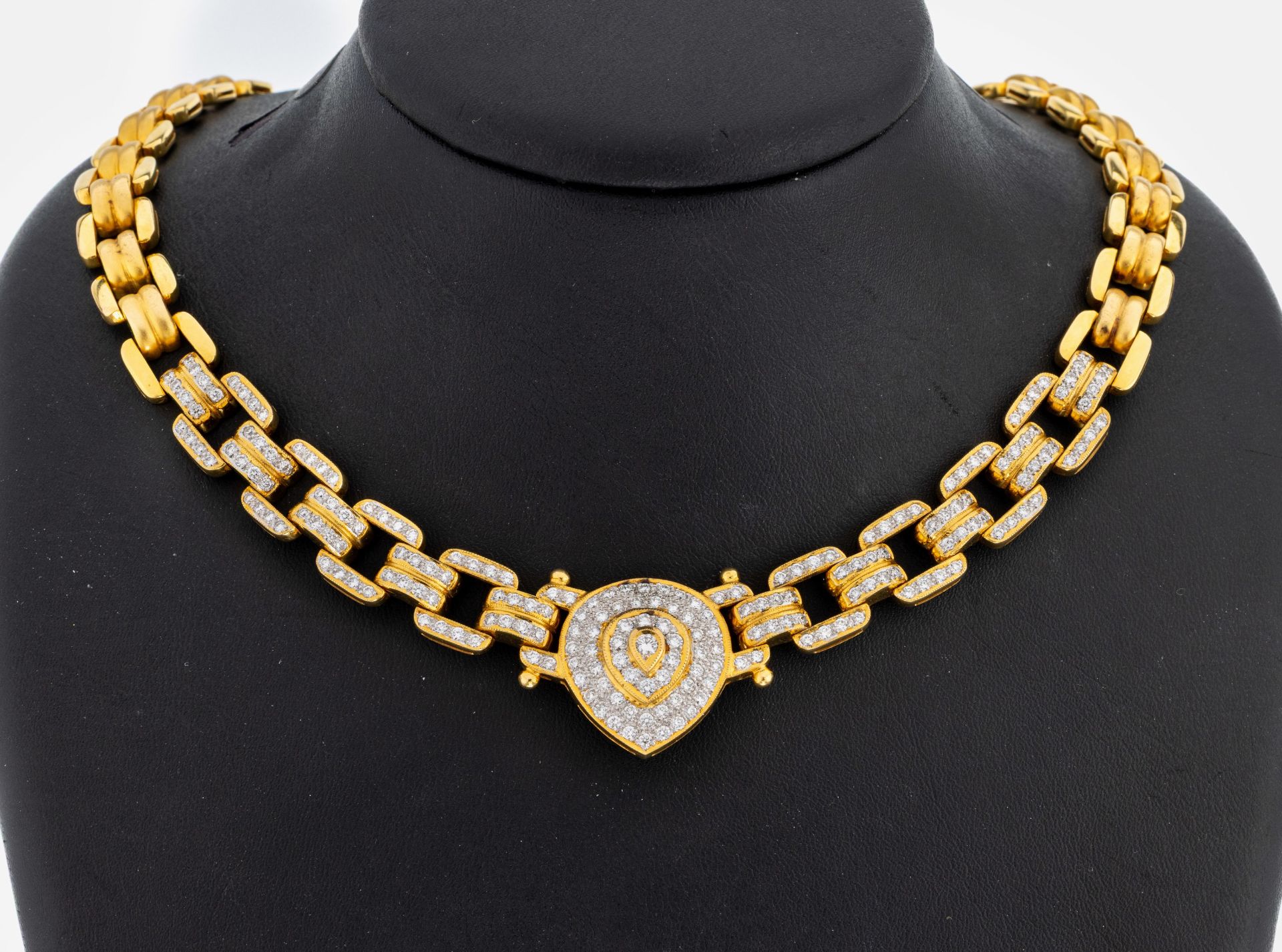 Prunkvolles 18 kt Gold Brillant-Collier, GG750/000 gepr.,