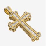 18 kt Gold Diamant-Kreuzanhänger, GG 750/ 000, Brillanten