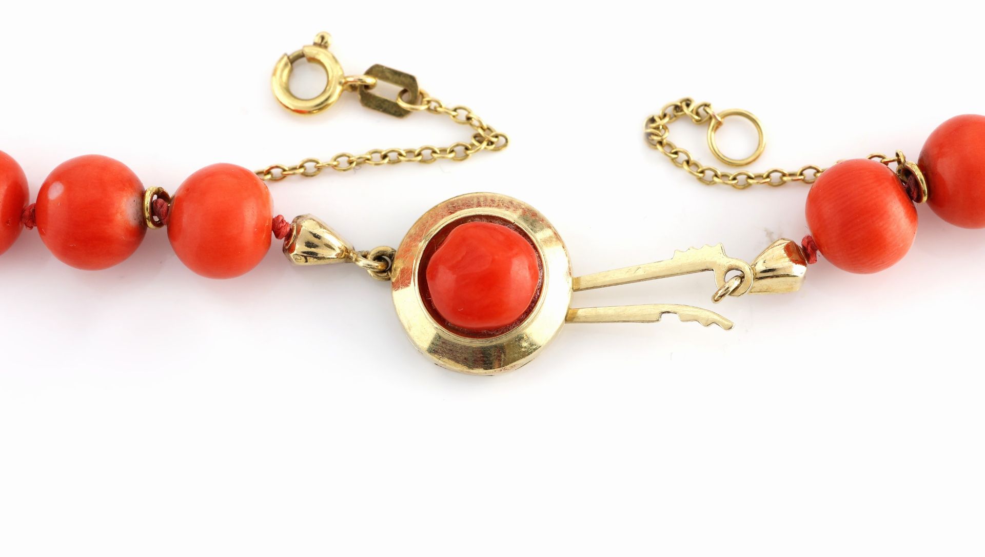 Korallen-Collier mit 14 kt Gold Schließe, GG 585/000, - Bild 3 aus 6