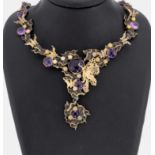 Ausgefallenes Amethyst-Opal-Collier, Silbergepr.,