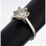 18 kt Gold Brillant-Ring, WG 750/000, Brillant ca. 1.75 ct