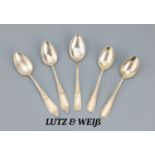 Konvolut 5 Kaffeelöffel, 800er Silber, 1 x Hersteller Lutz