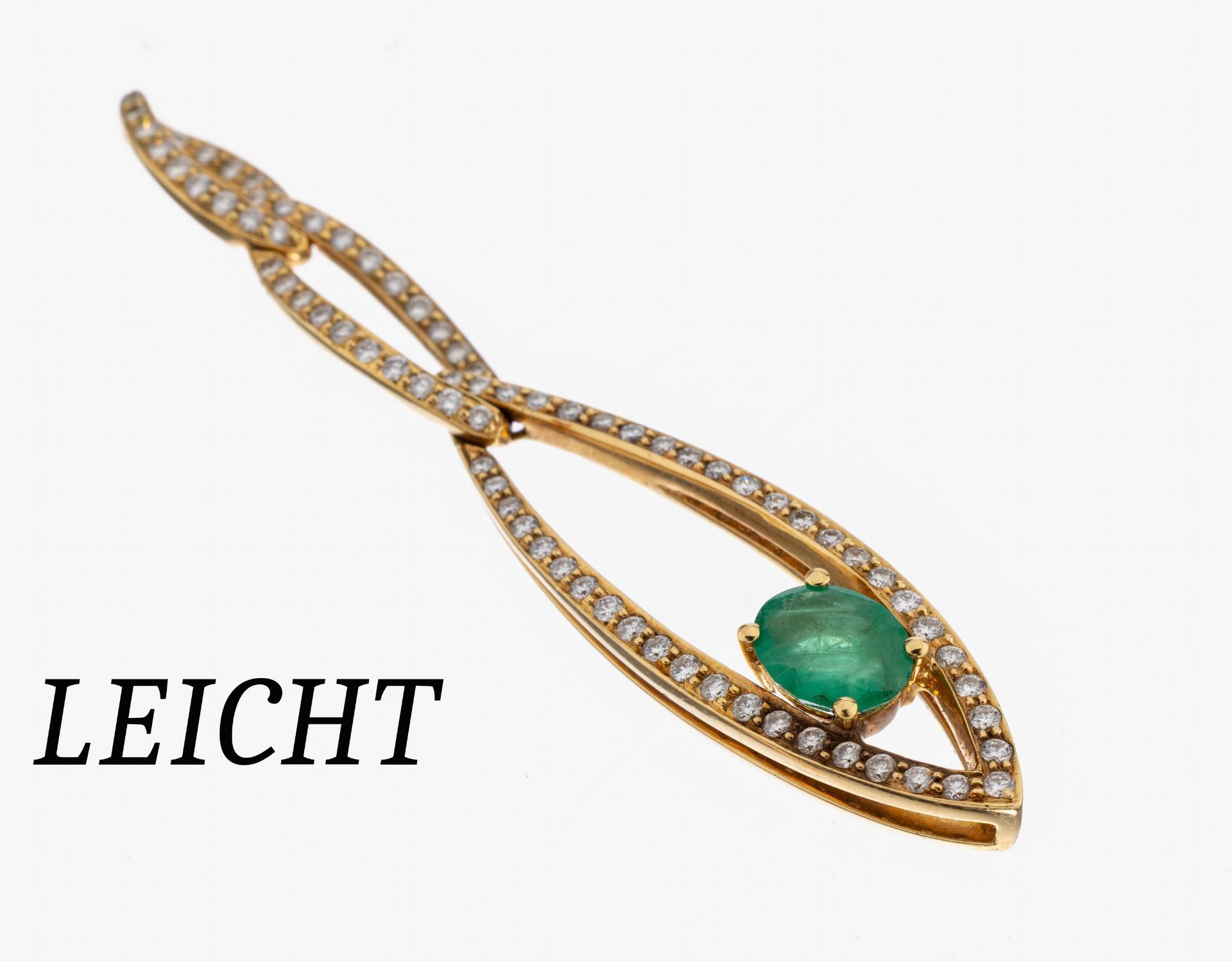 18 kt Gold BUCHWALD Smaragd-Brillant-Anhänger, GG 750/000,