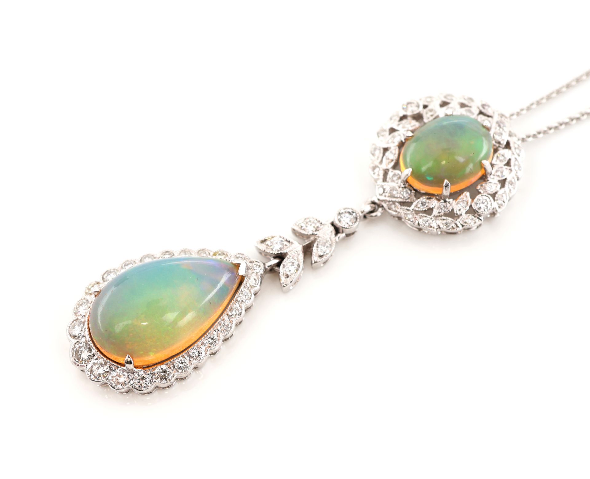 18 kt Gold Opal-Brillant-Collier, WG 750/000, Mittelteil - Bild 2 aus 5