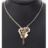 14 kt Gold Diamant-Collier, 1970er Jahre, WG 585/000,