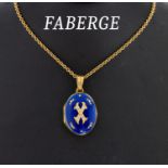 18 kt Gold FABERGE Email-Brillant-Medaillon- Anhänger, GG