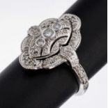 14 kt Gold Diamant Ring, WG 585/000, im Stil der 1930er