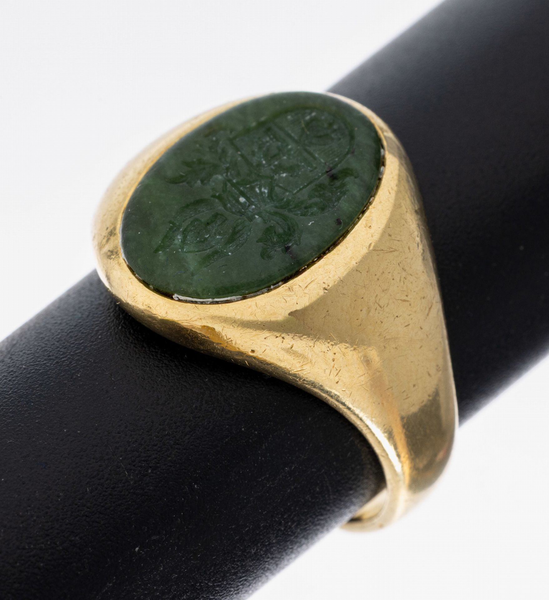 18 kt Gold Achat-Siegelring, GG 750/000, qualitätvolle