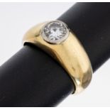 14 kt Gold Brillant-Ring, GG/WG 585/000, inWG gefasster