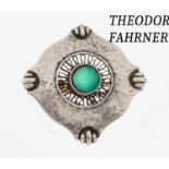 THEODOR FAHRNER Chrysopras-Brosche, Pforzheim 1925-30,