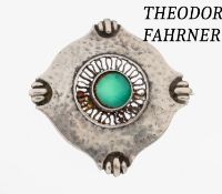THEODOR FAHRNER Chrysopras-Brosche, Pforzheim 1925-30,