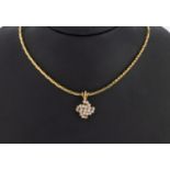 14 kt Gold Brillant-Anhänger, GG 585/000, geschwungen, 21