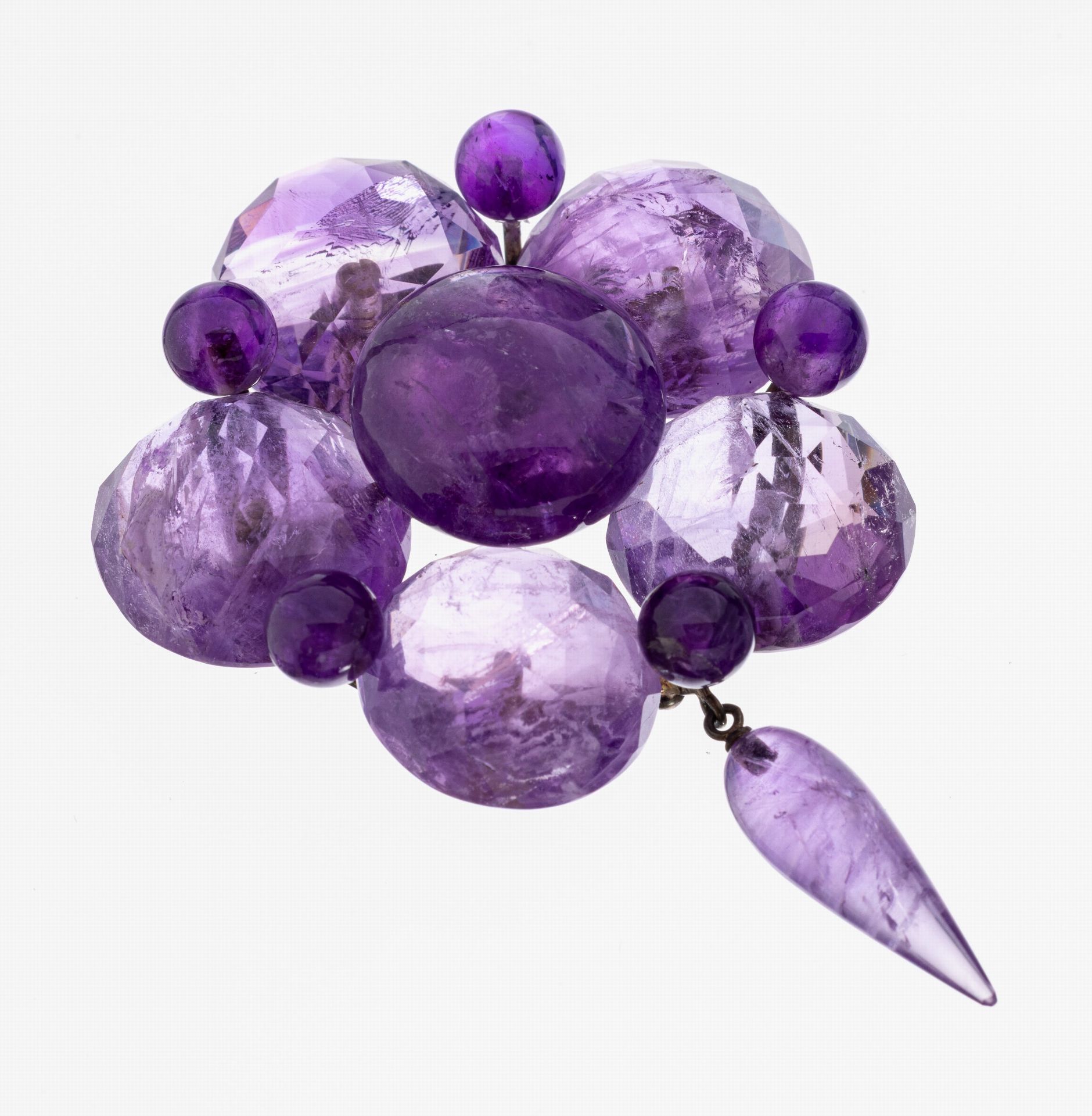 Amethyst-Brosche, Idar-Oberstein um 1900, qualitätvolle