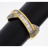 18 kt Gold Diamant-Ring, GG 750/000, Diamant-Baguettes und