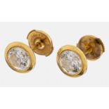 Paar 18 kt Gold Brillant-Ohrstecker, GG 750/000, 2
