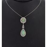 18 kt Gold Opal-Brillant-Collier, WG 750/000, Mittelteil