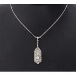 14 kt Gold Art-Deco-Diamant-Collier, WG 585/000, um 1920,