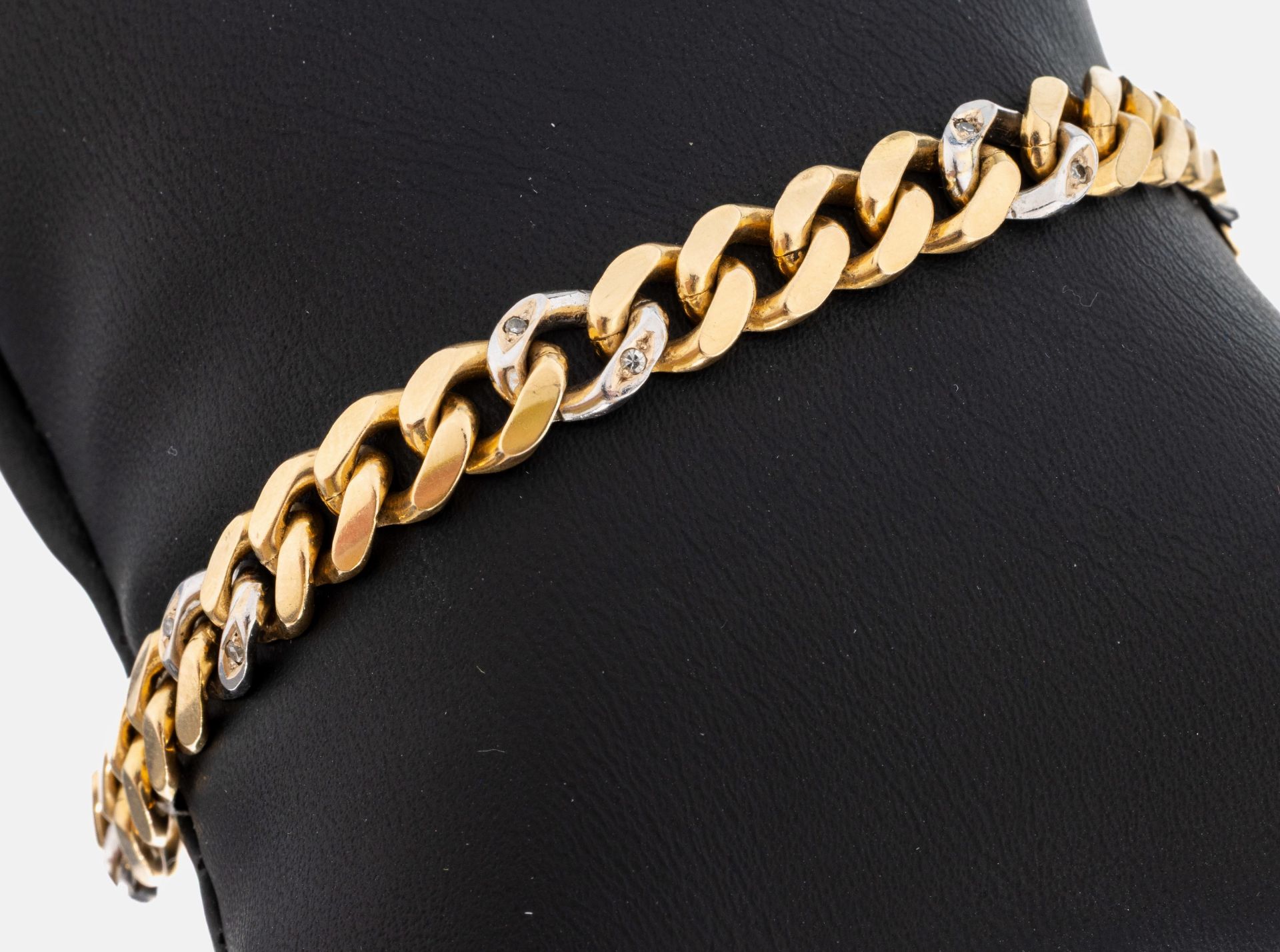 14 kt Gold Diamant-Armband, GG/WG 585/000, WG Glieder mit