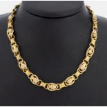 18 kt Gold Collier, GG 750/000, Glieder teilw. strukt., L.