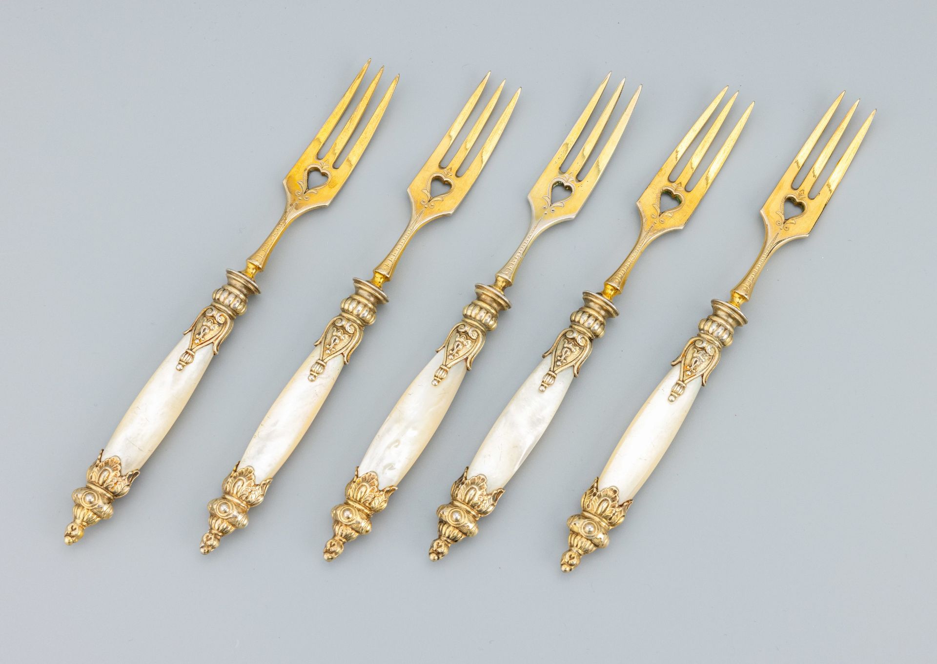 Set 12 Dessertgabeln, deutsch, um 1900, 800er Silber