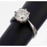 18 kt Gold Brillant-Ring, WG 750/000, Brillant ca. 2.12 ct