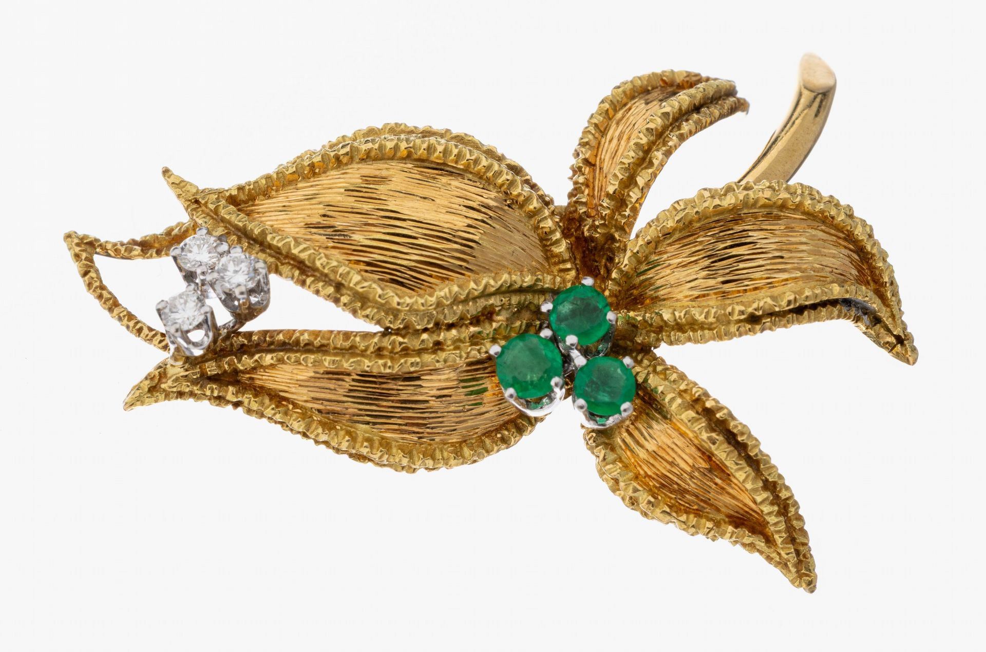 18 kt Gold Smaragd-Brillant-Anhänger, 1960er Jahre, GG/WG