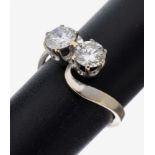 18 kt Gold Brillant-Ring, WG 750/000, 2 Brillanten zus.