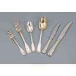 36 tlg. Besteck, 800er Silber, best. aus: 6 Menuelöffel, 6