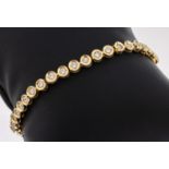 14 kt Gold Brillant-Armband, GG 585/000, 39Brillanten zus.