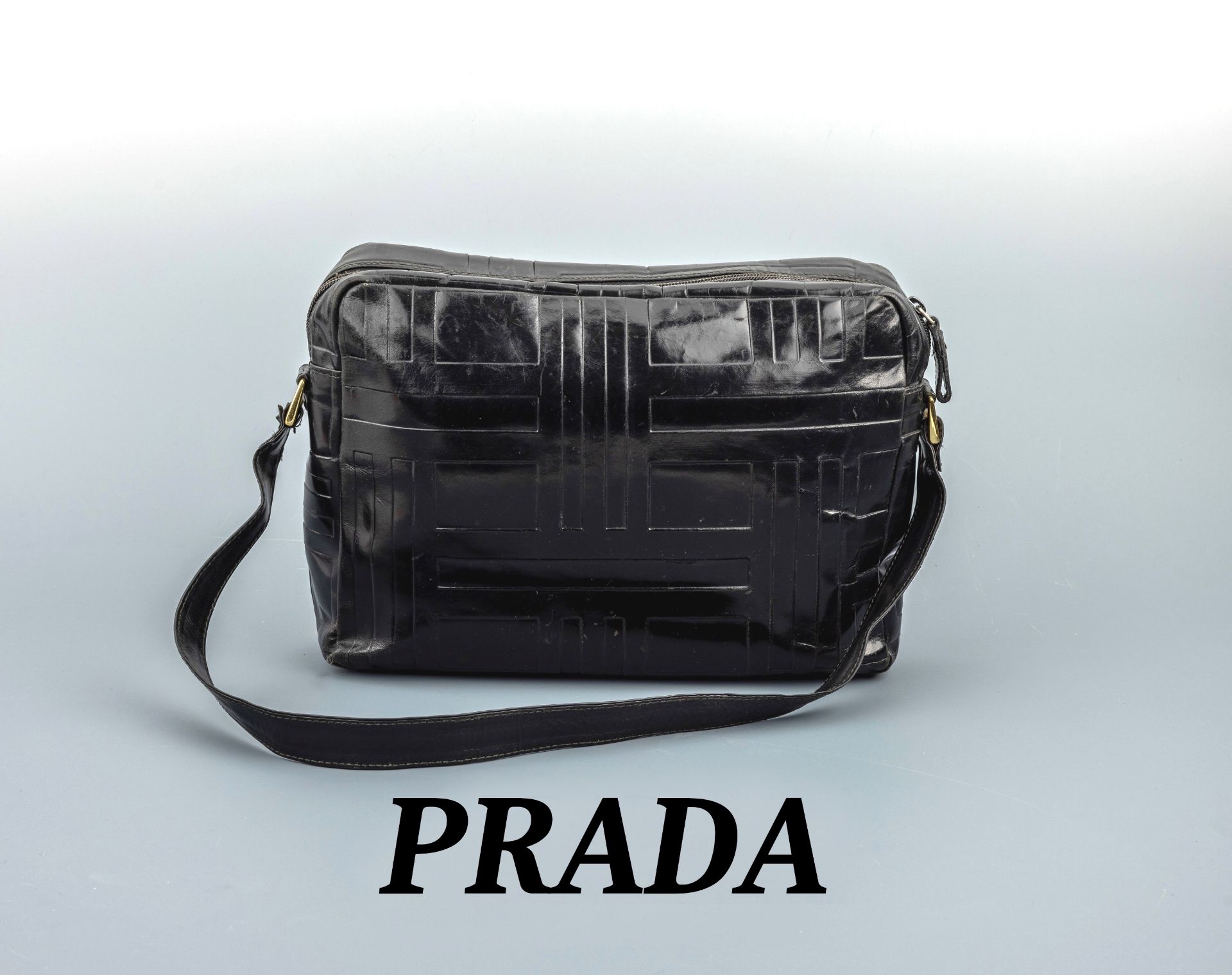 PRADA Vintage Tasche, schwarzes Glattleder,strukturierte