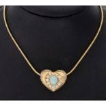 18 kt Gold Opal-Brillant-Anhänger, GG 750/000, Herz,