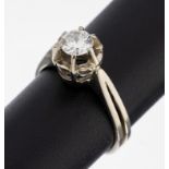 14 kt Gold Diamant-Ring, WG 585/000, erhaben gefasster